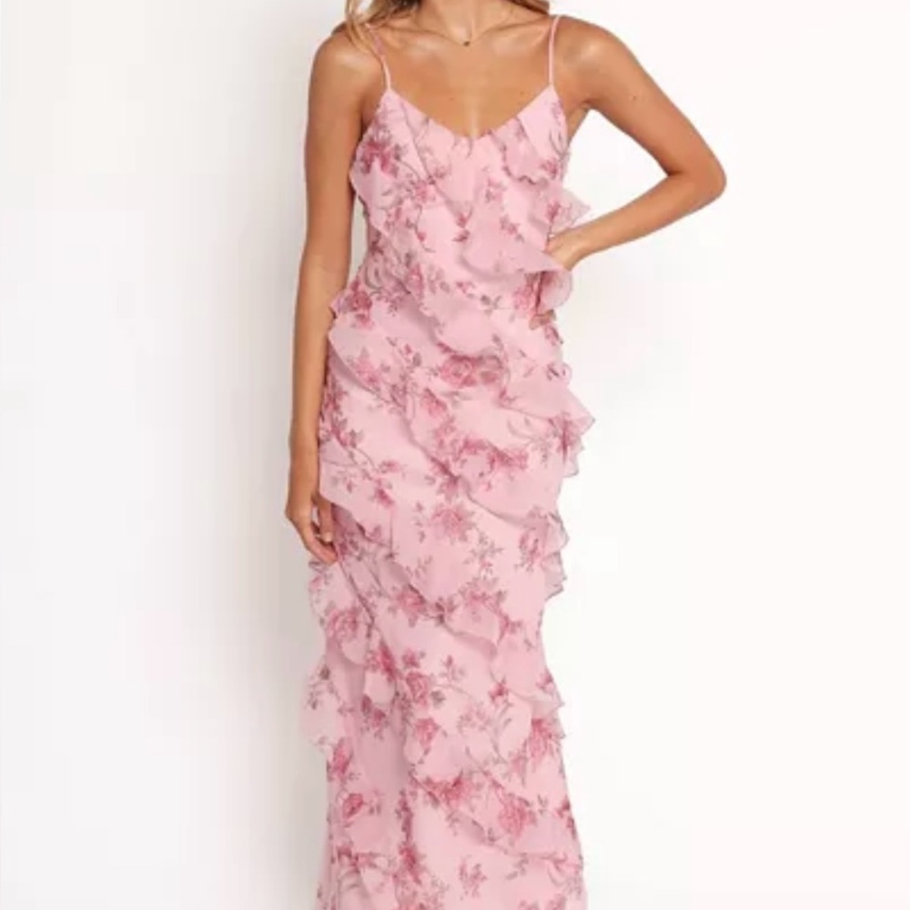 Petal and Pup Floral Pink Ruffle Maxi Dress